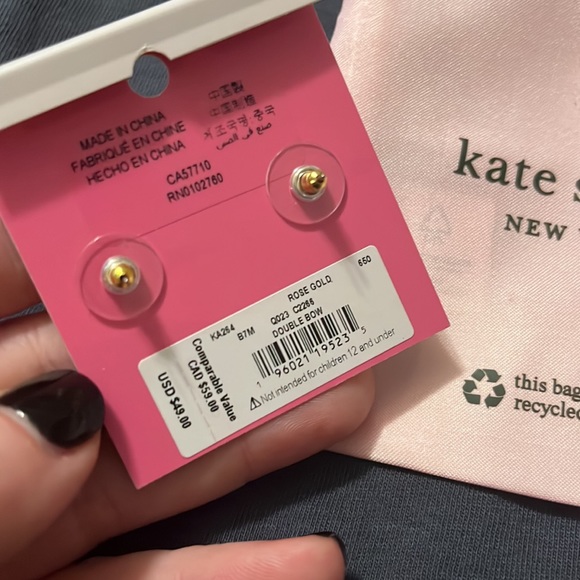Kate spade rose gold bow tie earrings NWT - Picture 3 of 3